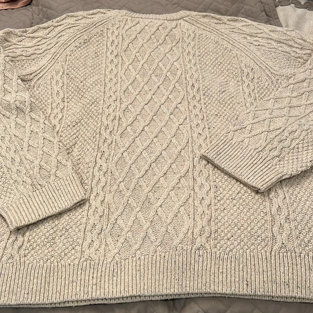 J. Crew Heather Khaki Donegal Cable Crewneck Sweater/NWT/XXL - Picture 7 of 10